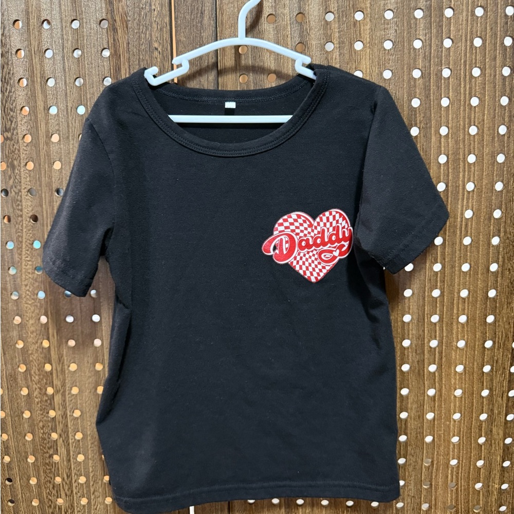 Black Kids Shirt with Red Heart Design